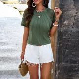 Women Round Neck Short Sleeve Top