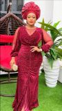 African Women Plus Size Beaded Sequin Party Dress