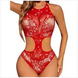 Tight Fitting Hollow Beaded Sexy bodysuit Lingerie Female Temptation Sexy Net Clothes