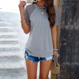 Women Round Neck Short Sleeve Top
