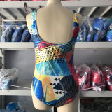 Women Bikini Printed Backless One Piece Swimsuit