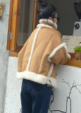 Spring and autumn fur Fleece short lamb wool coat for women in autumn and winter