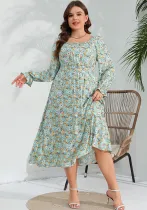 Plus Size Women Ruffle Sleeve Dress