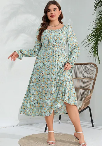 Plus Size Women Ruffle Sleeve Dress