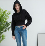 Autumn and winter fashion loose Slim Waist Crop hooded sports short Hoodies for women