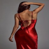 Women's Straps Open Back Sexy Slim Fashion Long Dress