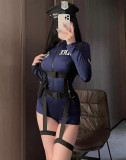 Women nightclub policewoman cos two-piece seductive stewardess uniform