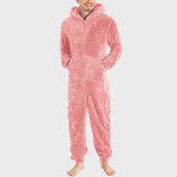 Men's Couple's Zippered Fleece Jumpsuit Thermal Pajamas