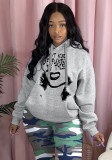 Autumn And Winter Letter Printed Casual Loose Hoodies
