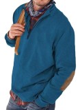 Spring Fashion Zipper Long Sleeve V-Neck Turndown Collar Loose Men's Top