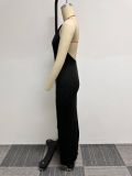 Women Sexy V-Neck Backless Stretch Bodycon Split Dress