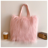 Autumn And Winter Furry Bag Trendy Candy Color Large Capacity Portable Shoulder Tote Bag