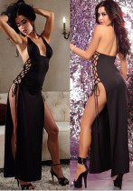 Sexy Lingerie Sexy Side Slit Lace-Up Women's Long Dress