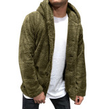 Autumn And Winter Men's Hooded Solid Color Fleece Sweater Fashionable Clothing