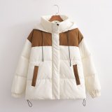 Autumn Women's Patchwork Contrast Color Fashion Loose Cotton-Padded Jacket For Women