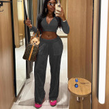 Autumn And Winter Women's Fashion Velvet Sports Casual Hoodies Pants Two Piece Set