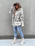 Winter Women's Outerwear Fashionable Hooded Plaid Coat