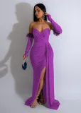 Women's Slit Long Sleeves Evening Dress