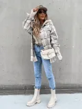 Winter Women's Outerwear Fashionable Hooded Plaid Coat