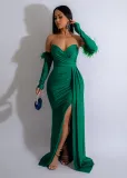 Women's Slit Long Sleeves Evening Dress