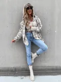Winter Women's Outerwear Fashionable Hooded Plaid Coat