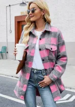 Autumn And Winter Single-Breasted Turndown Collar Long-Sleeved Plaid Cardigan Shirt For Women