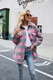 Autumn And Winter Single-Breasted Turndown Collar Long-Sleeved Plaid Cardigan Shirt For Women