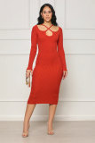 Autumn And Winter Long-Sleeved Chic Slim Sexy Halter Neck Knitting Bodycon Women's Dress