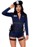 Policewoman Uniform Temptation Blue Police Costume Halloween Game Uniform Cosplay Outfit