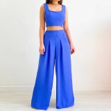 Spring And Spring Women's Sleeveless Fashion Casual Two Piece Pants Set