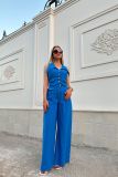 Women's Two Piece Set Summer Sleeveless Short Vest Top Loose Solid Color Trousers