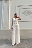 Women's Two Piece Set Summer Sleeveless Short Vest Top Loose Solid Color Trousers