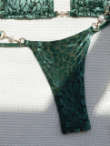 Women sexy T-shaped pearl leopard print Swimwear