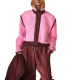 Women Stand Collar Outdoor Sherpa Cardigan Zip Jacket