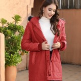 Plus Size Women Autumn and Winter Hooded Warm Padded Jacket
