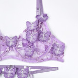 Women Butterfly Embroidery Sexy Lingerie Set