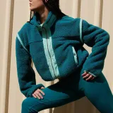 Women Stand Collar Outdoor Sherpa Cardigan Zip Jacket