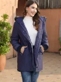 Plus Size Women Autumn and Winter Hooded Warm Padded Jacket