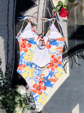 Women Sexy Bikini Backless Printed One Piece Swimwear