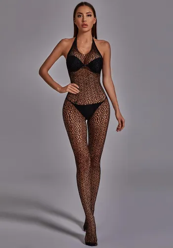 Women Jacquard Net Clothes Open Crotch Jumpsuit Sexy Hollow Temptation Passionate Temptation Sexy Lingerie