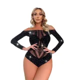 Women See-Through Hollow Strap Net Clothing Beaded Sexy Lingerie