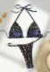 Women sexy T-shaped pearl leopard print Swimwear