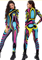 Women Body Performance Costume Printed Carnival Cosplay One-piece Costume