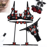 Women Butterfly Embroidery Sexy Lingerie Set