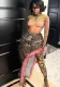 Spring And Winter Women's Camouflage Print Pink Furry Patchwork High Waisted Irregular Slit Slim Skirt