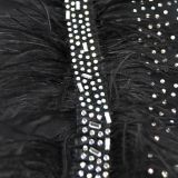 Fashion Women's Solid Color Mesh Beaded Feather Club Dress