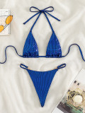 Sexy Two Pieces Bikini Beach Rhinestone Triangle Swimsuit