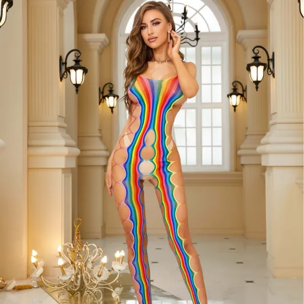 Sexy Lingerie Sexy Multi-Color Net Clothes Transparent Tight Fitting Jumpsuit Bodystockings