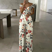 Summer Women's Fashion Chic Trendy Printed Wide Leg Jumpsuit