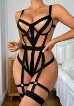 Lace Lace-Up Patchwork Hollow Sexy Bodysuit